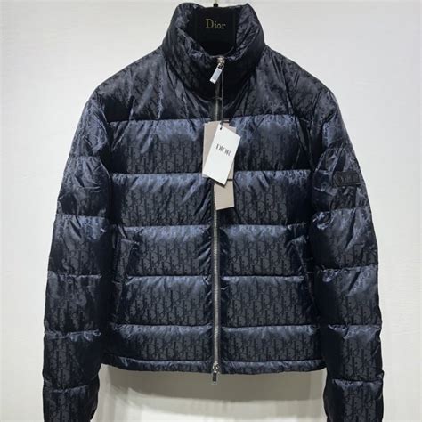 dior dior oblique down jacket black jacquard for men|Dior oblique puffer jacket.